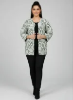 کت سوزن دوزی سبز با طرح برگ