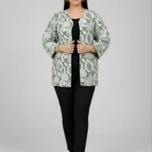 کت سوزن دوزی سبز با طرح برگ