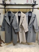 رنگبندی پالتو فوتر سایز بزرگ بلند زنانه در سه رنگ طوسی، کرم، طوسی تیره