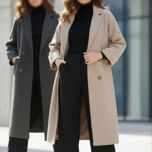 پالتو فوتر آستردار رنگ کرم و طوسی فری سایز تا سایز 52