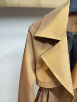 نمای یقه انگلیسی بارانی بلند کمر کش دار نسکافه ای