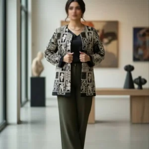 مانتو کتی قلاب دوزی طرح موتیف مشکی