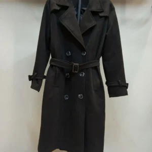 پالتو سوییت غواصی آستر دار زنانه مشکی دارای کمربند و یقه انگلیسی مناسب تا سایز 50