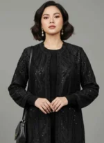 استایل مانتو مجلسی توری ملیله‌دوزی برای عروسی و مهمونی