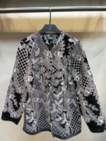 کت مجلسی مشکی با جواهردوزی طرح گل و برگ یقه هفت