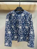 مدل کت کراپ آبی قلاب بافی طرح گل