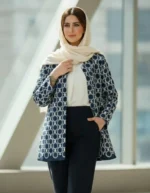 مدل کت آبی قلاب بافی طرح دایره