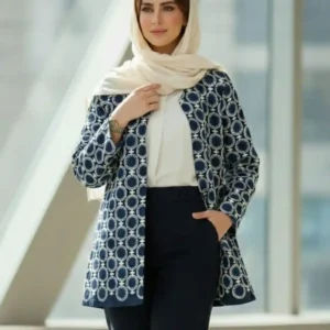 مدل کت آبی قلاب بافی طرح دایره