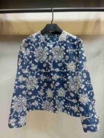 مدل کت کراپ آبی قلاب بافی طرح گل