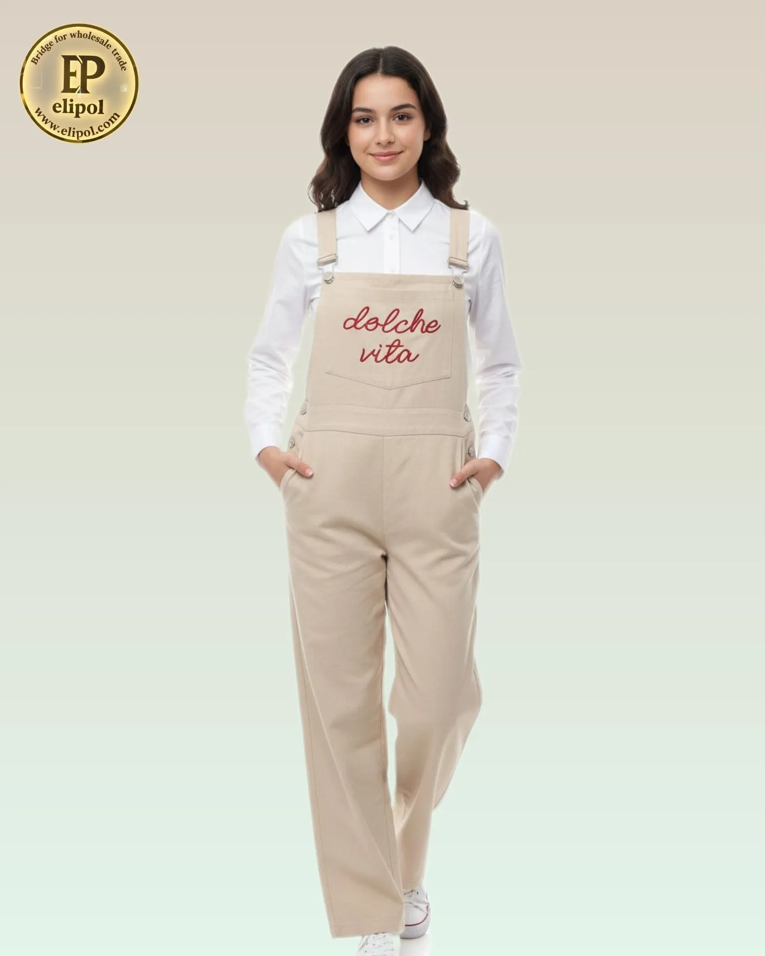 بیلر کرم و شومیز سفید برای دختران نوجوان