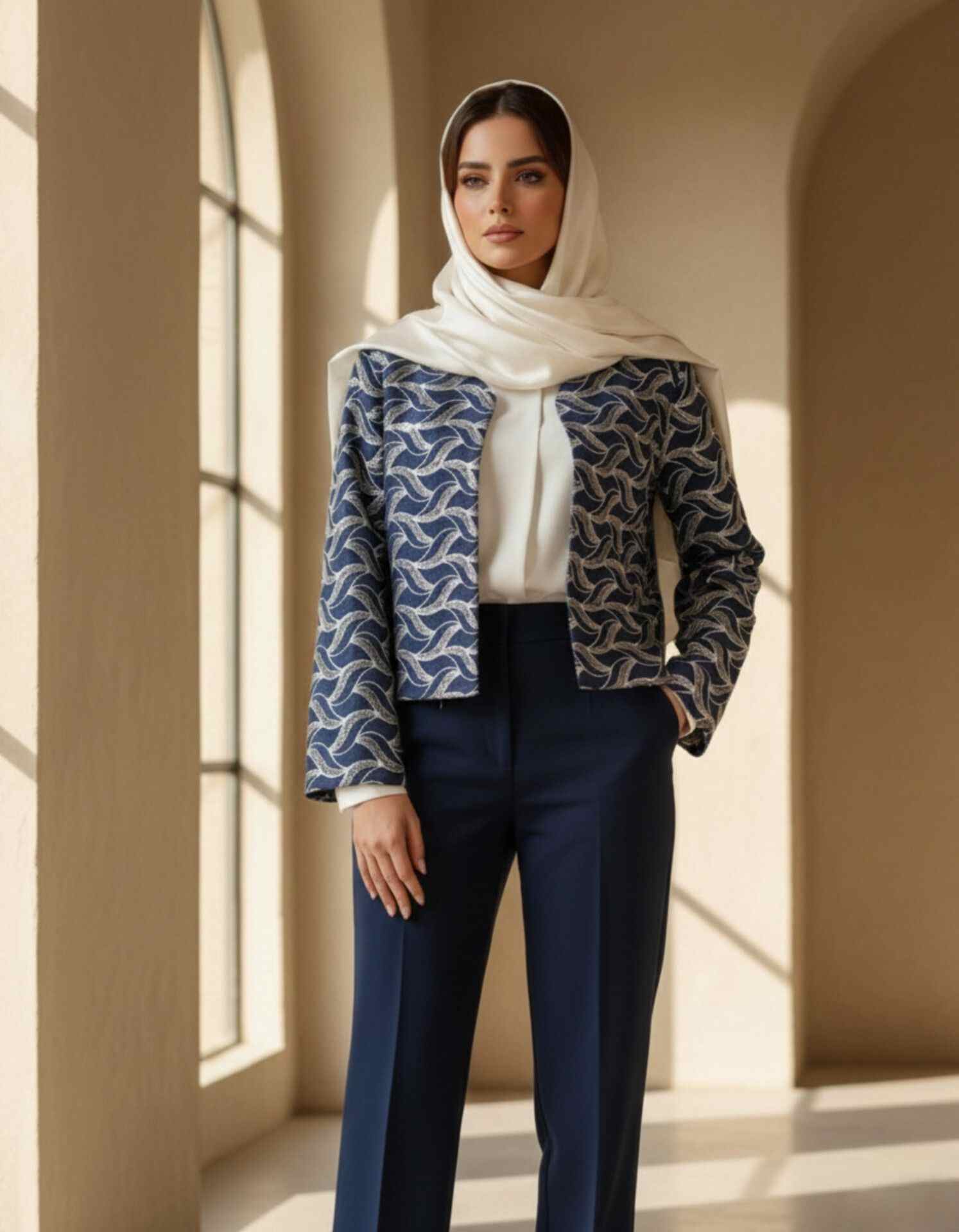 wave-blue-cropped-linen-crochet-model تنخور کت کراپ آبی قلاب بافی طرح موج