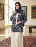 مدل کت آبی قلاب بافی طرح موج