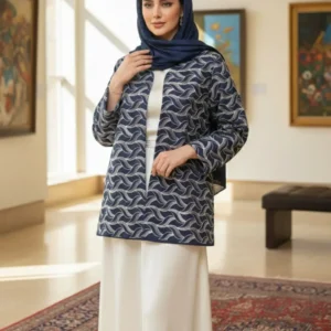 مدل کت آبی قلاب بافی طرح موج