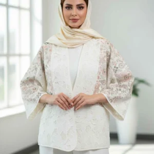 تنخور کت گیپور سفید خرجکار هندی عروس و مجلسی فری سایز با قد ۷۰ سانتی‌متر و دور کمر ۱۱۰ - مناسب تا سایز ۴۸