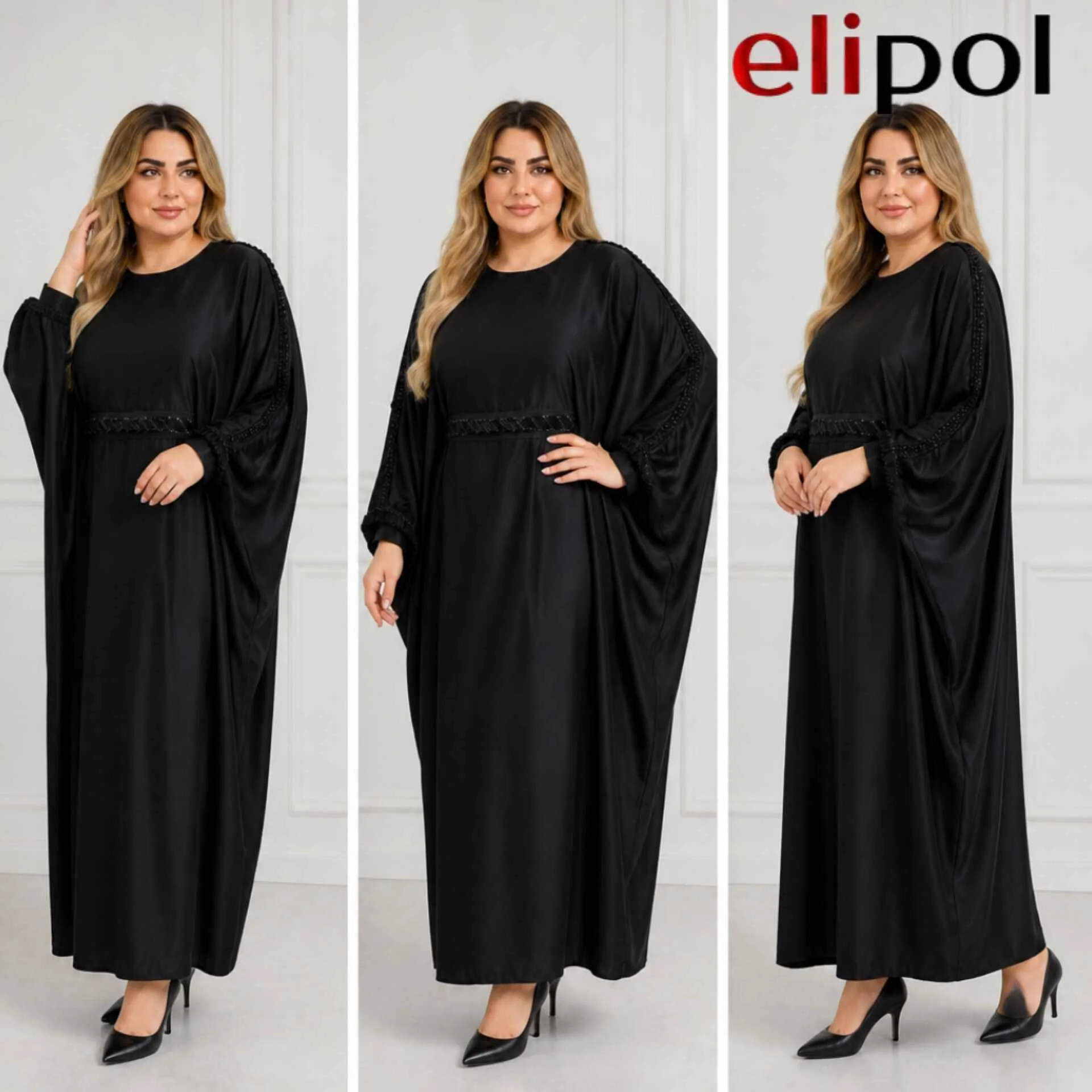 پانچ عبا زنانه مشکی فری سایز الیزه