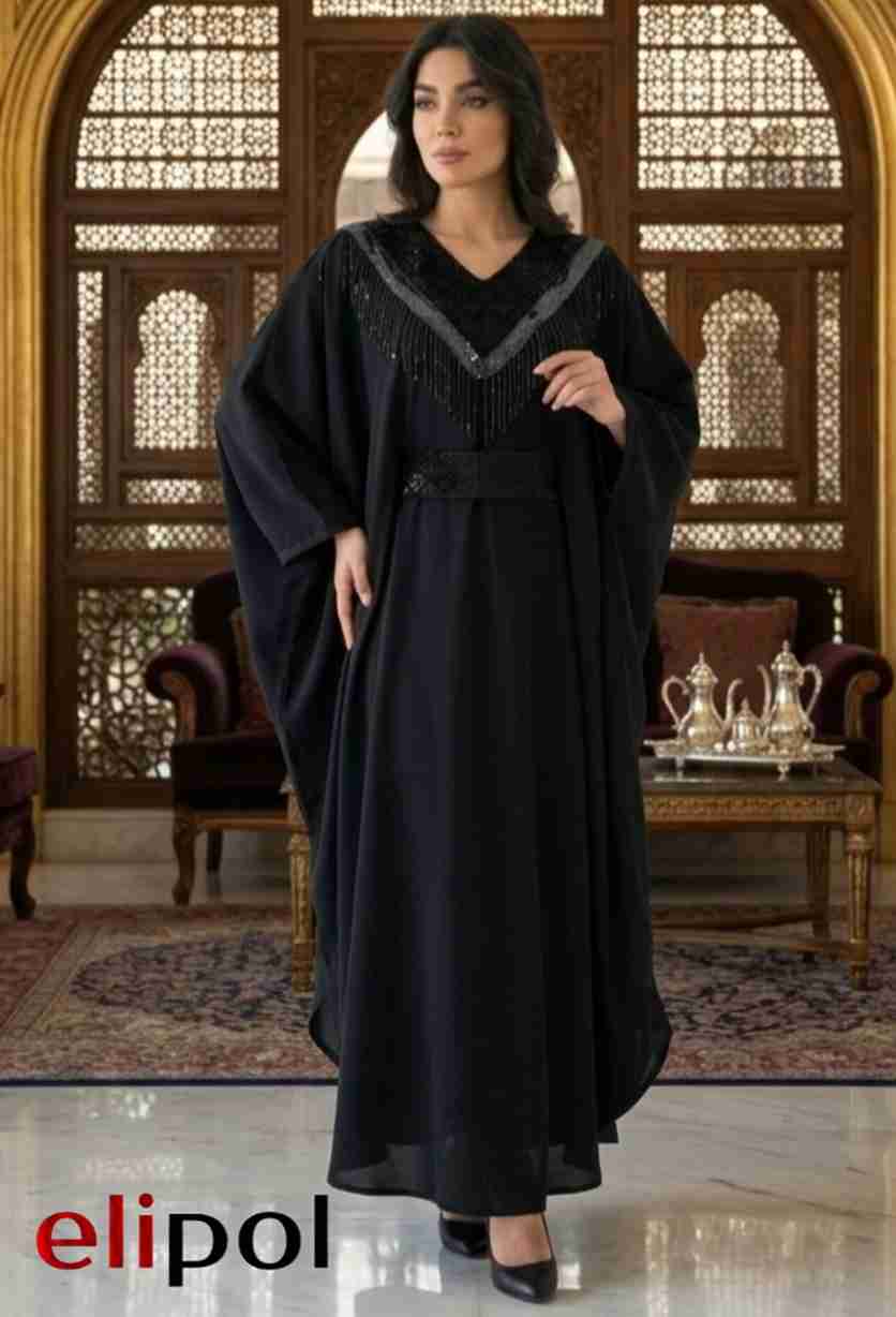 پانچ زنانه مشکی الیزه با خرج‌کار مخمل، فری سایز با بند تنظیم کمر