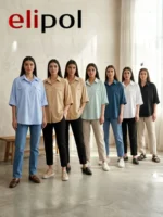 شومیز دخترانه فری سایز با پارچه دوشین، موجود در رنگ‌های زرد، آبی، سبز، سرمه‌ای، سفید و مشکی.