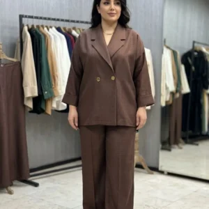ست کت و شلوار زنانه اسپرت با شلوار بگ و پشت کش‌دار، مناسب استایل روزمره.