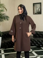 مانتو زنانه قهوه‌ای بزایاق با سایز ۲ و دور سینه ۱۲۰