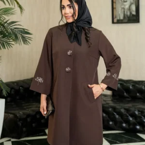 مانتو زنانه قهوه‌ای بزایاق با سایز ۲ و دور سینه ۱۲۰